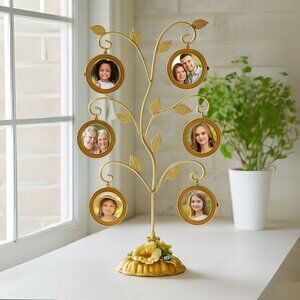 Family Tree Photo Frame Stands Heritage Pictures Display 6 Frames Vintage-Floral